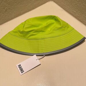 Rains Bucket Hat Size M-XL Reflective Digital Lime Green Bold Sporty Streetwear